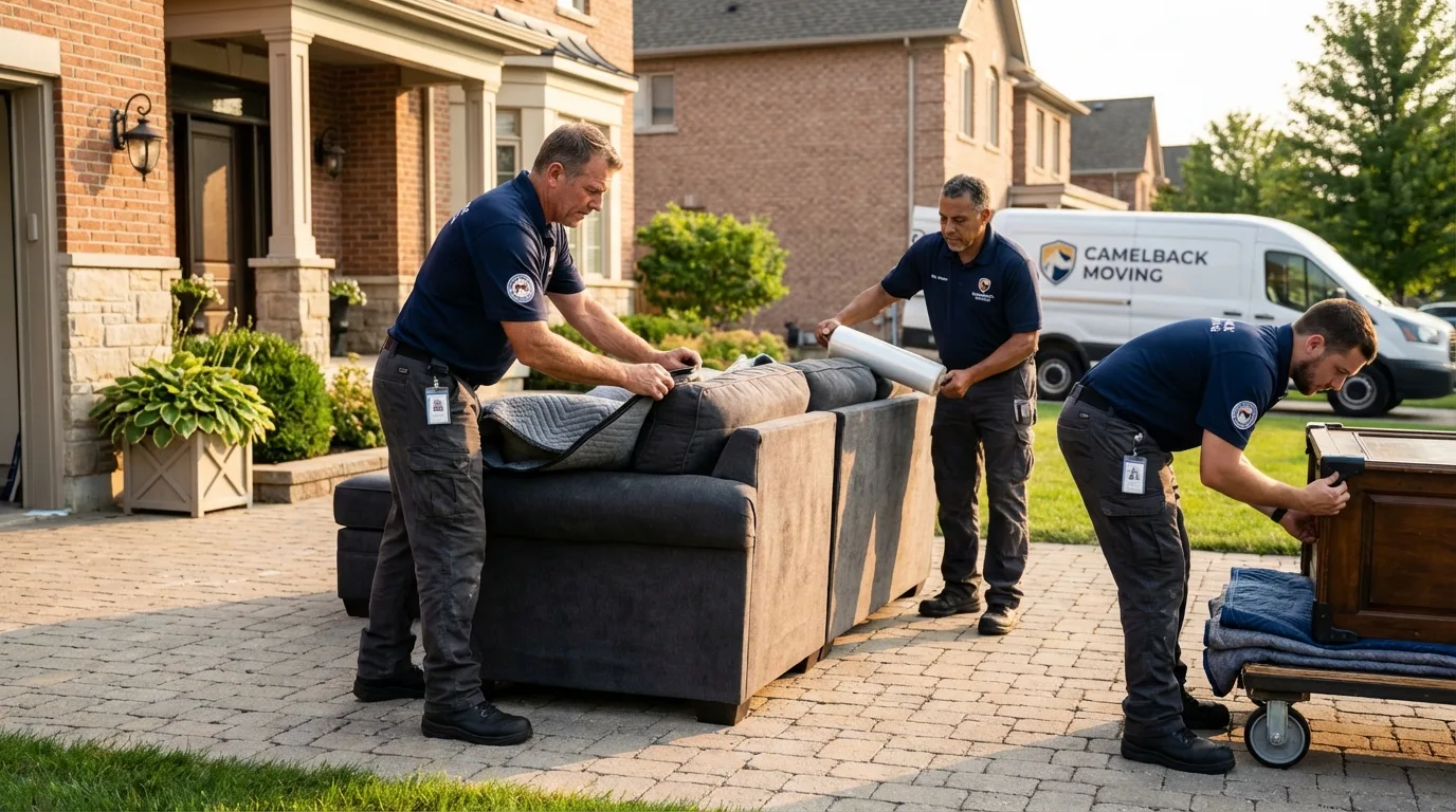 Large estate moving crew wrapping furniture in Herscher, IL
