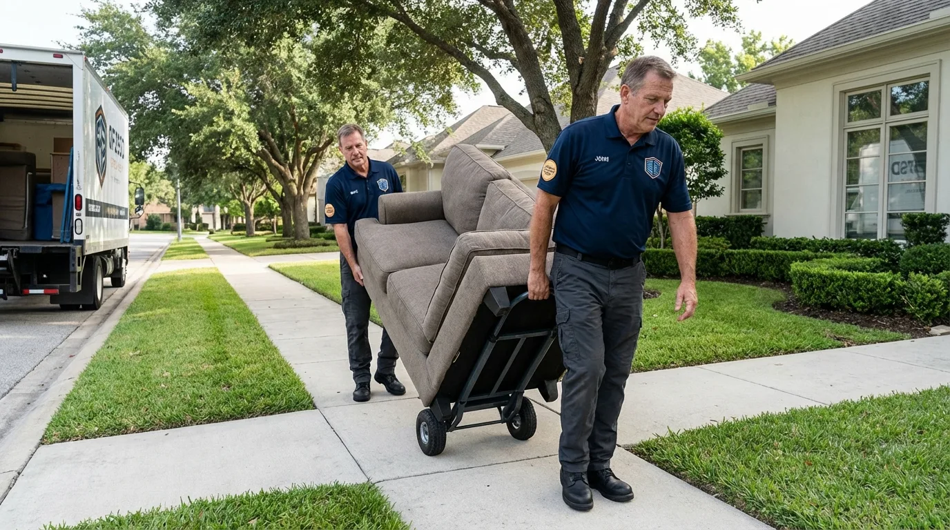 Local residential moving crew loading furniture in Herscher, IL